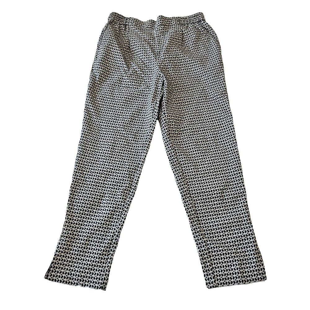 Anthropologie Womens Black & White Patterned Pant‎ Sz S Preppy Business Casual